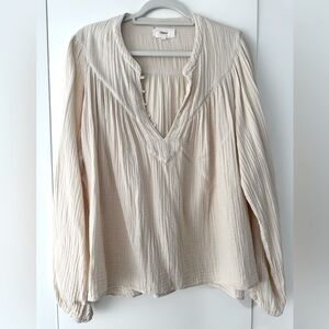 Xirena Gauze long sleeve blouse. Cream. XL